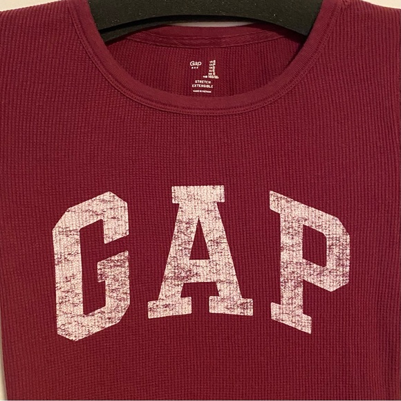 Gap Factory Thermal Gap Logo Long Sleeve T-Shirt Ruby Wine Size Small Red Maroon - Picture 1 of 9